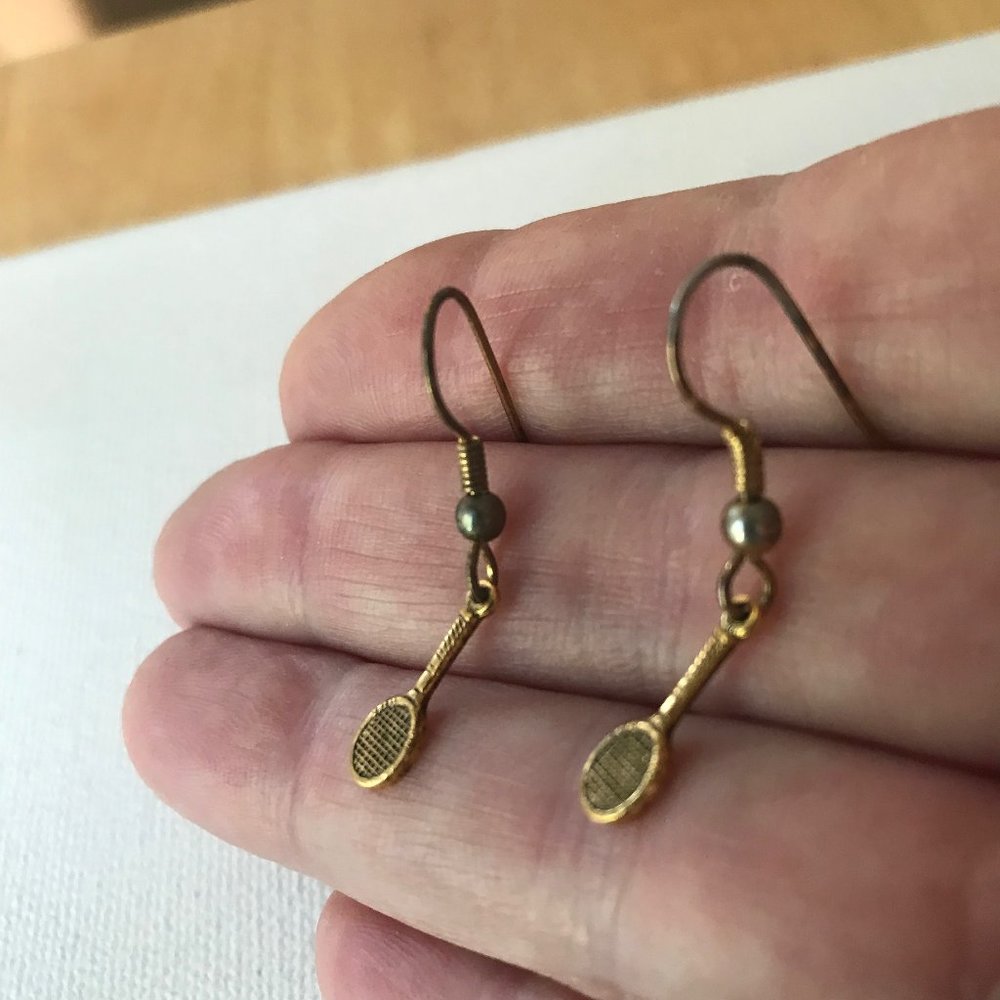 Tennis Racket Earrings Handmade Vintage